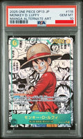 Psa 10 2025 ONE PIECE JAPANESE OP13-CARRYING ON HIS WILL #118 MONKEY D. LUFFY MANGA ALTERNATE ART
