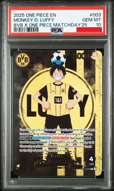 Psa 10 2025 ONE PIECE PROMOS #003 MONKEY D. LUFFY BVB X ONE PIECE MATCH DAY '25