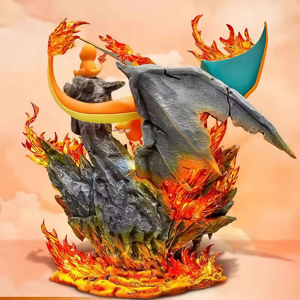 POKÉMON - CHARIZARD VOLCARONA POKÉMON FIRE FAMILY STATUE (WITH LED LIGHT)