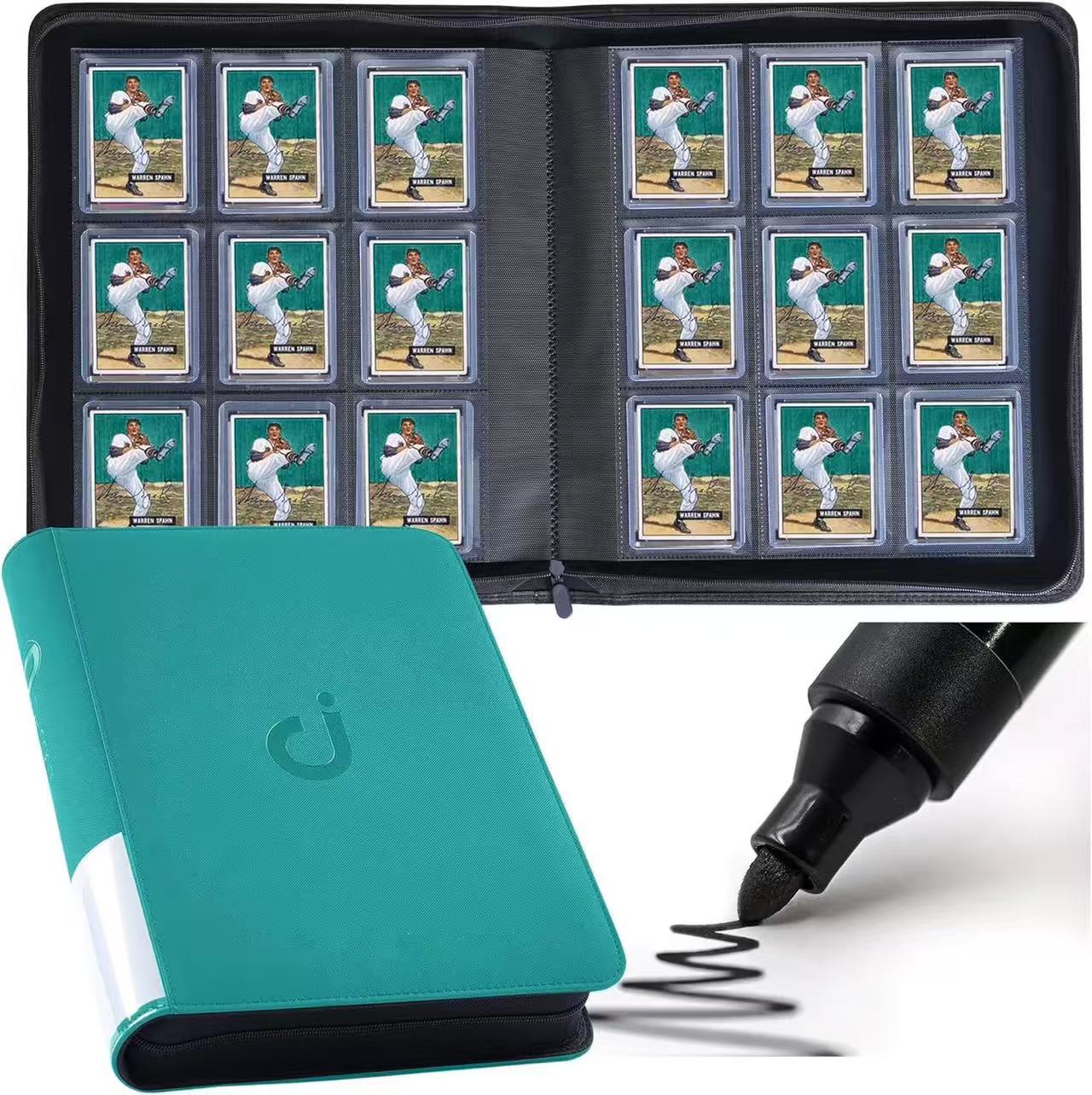 Premium 9-Pocket Trading Card Binder – 288/360, Water-Resistant PU Leather