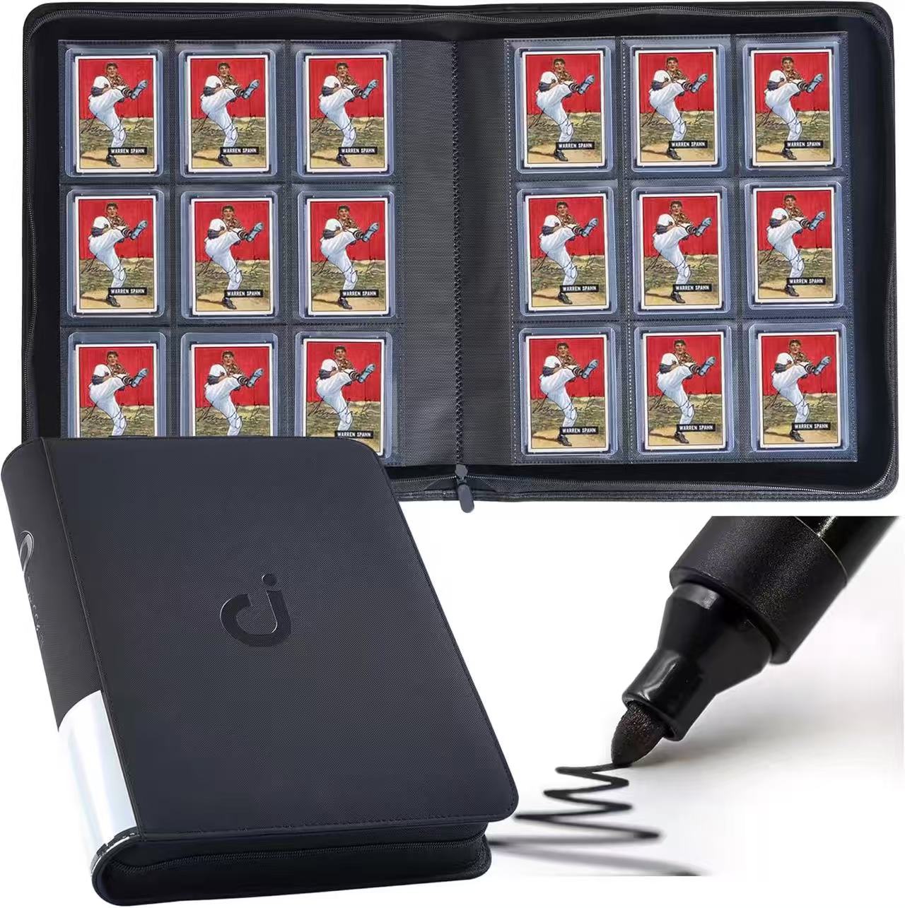 Premium 9-Pocket Trading Card Binder – 288/360, Water-Resistant PU Leather