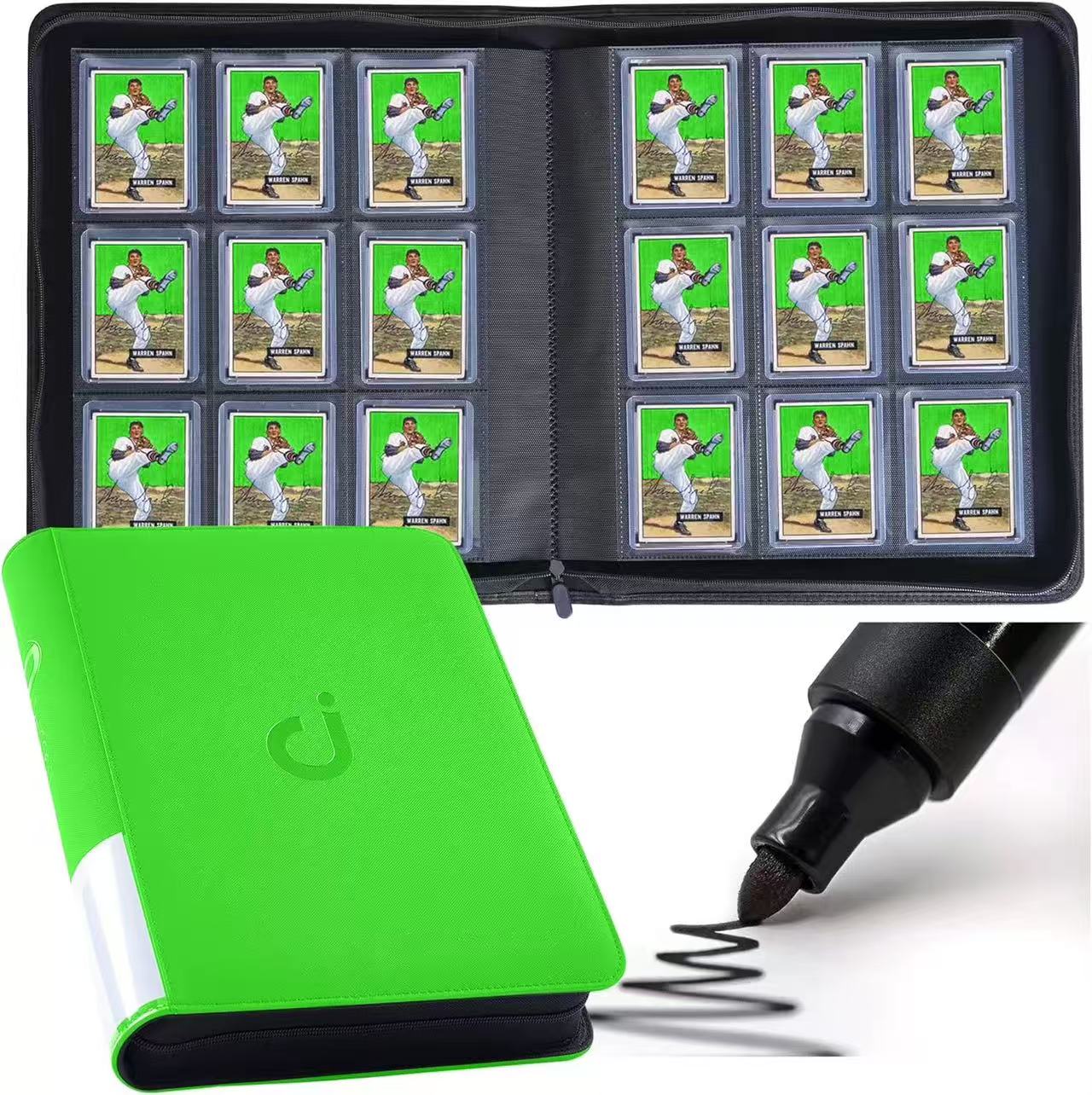 Premium 9-Pocket Trading Card Binder – 288/360, Water-Resistant PU Leather