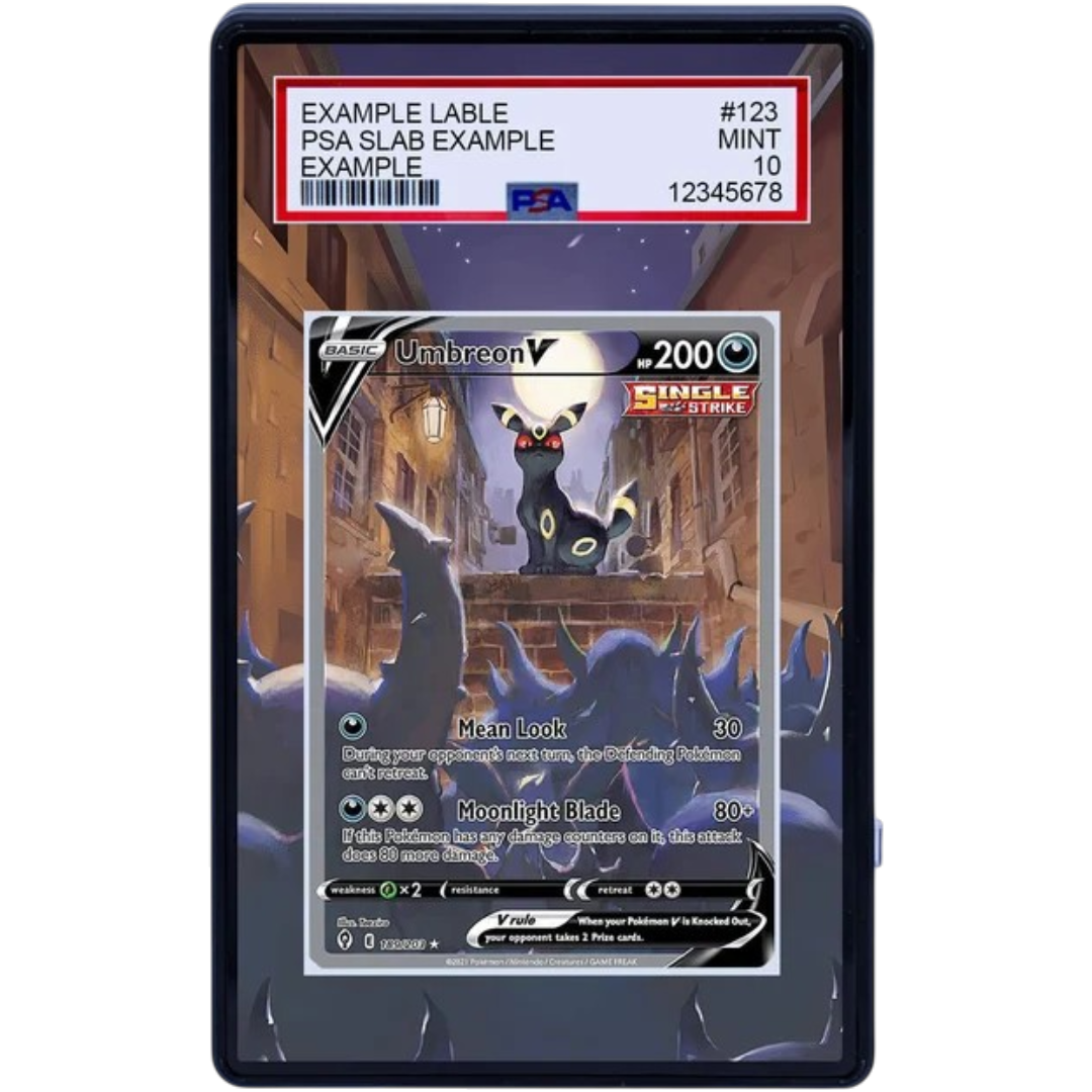 Shop UMBREON V 189/203 Extended Art, designed to transform your graded Pokémon card into a seamless, premium Evolving Skies display.
