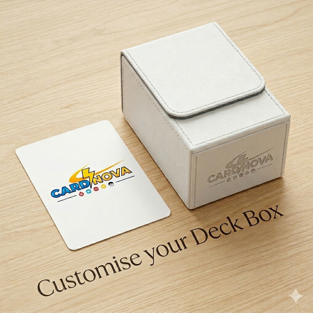 Card Nova deck box and card on a wooden surface