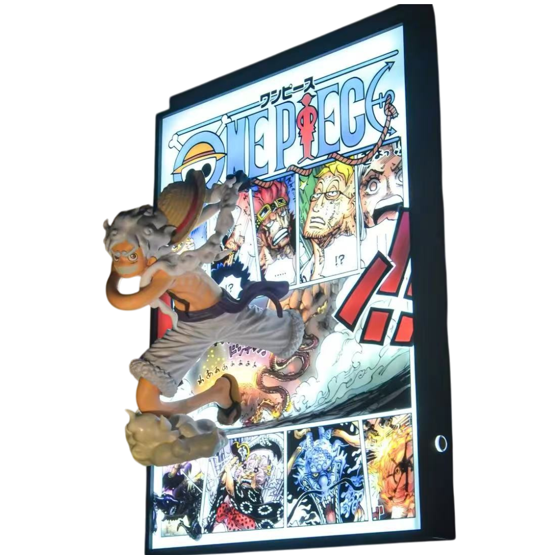 One Piece Gear 5 Luffy 3D LED Display Frame with Statue
