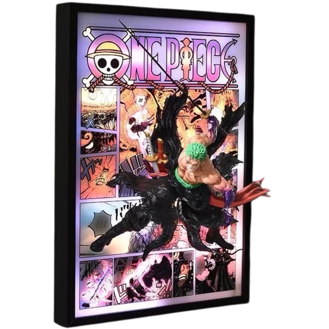 One Piece Zoro 3D LED Display Frame with Statue
