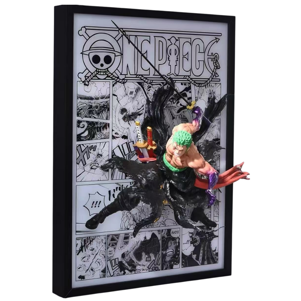 One Piece Zoro 3D LED Display Frame with Statue