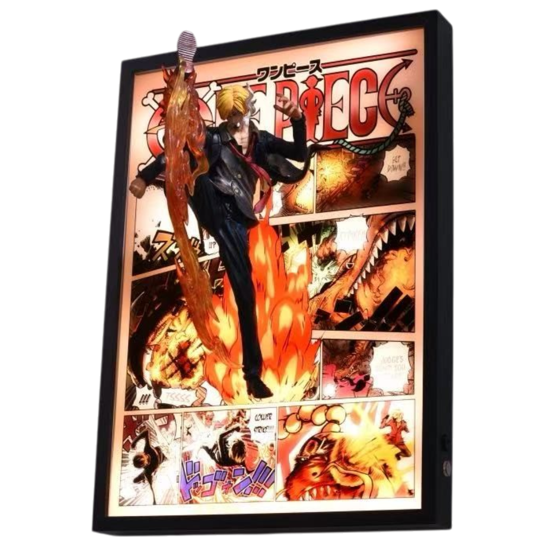 One Piece Sanji 3D LED Display Frame with Statue