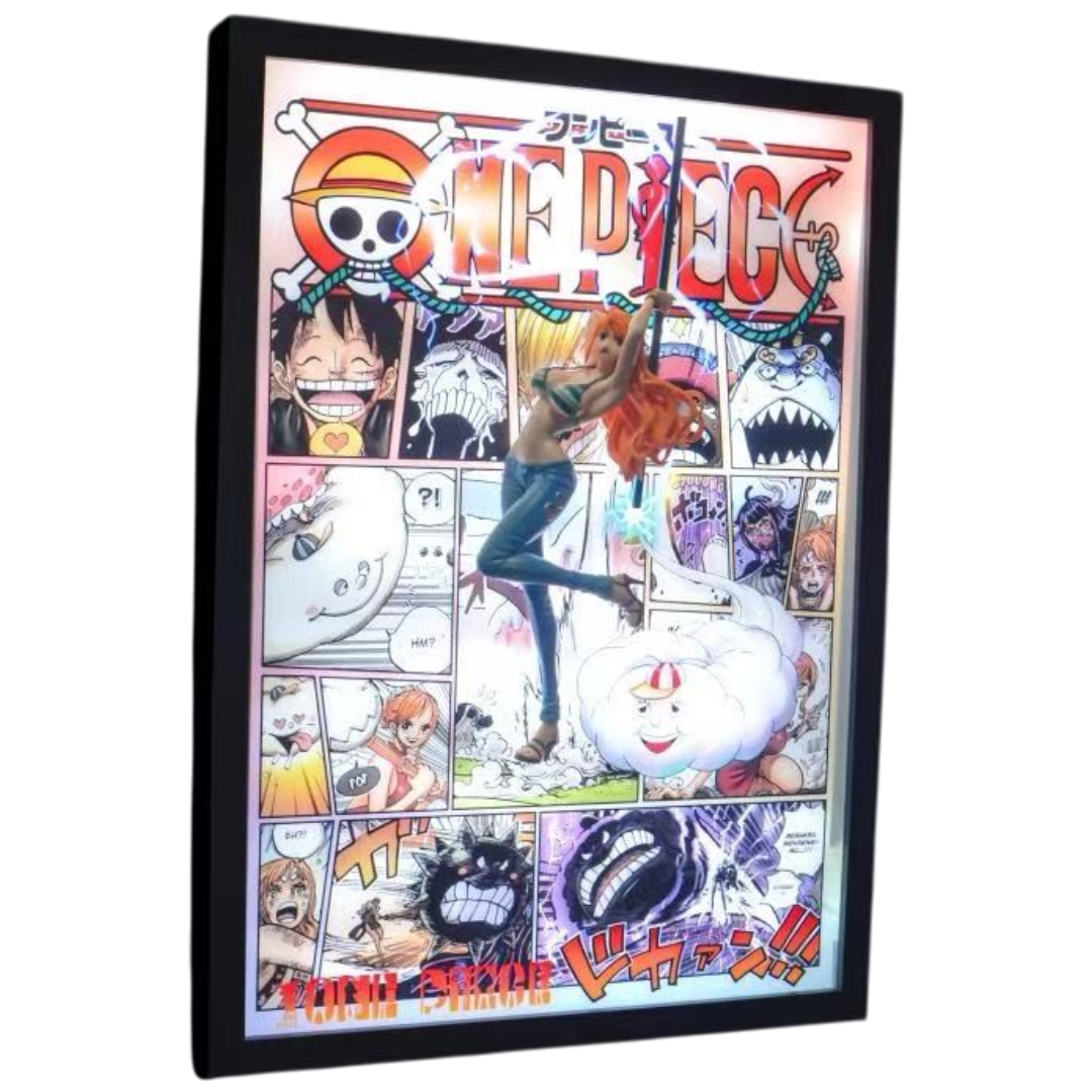 One Piece Nami 3D LED Display Frame with Statue