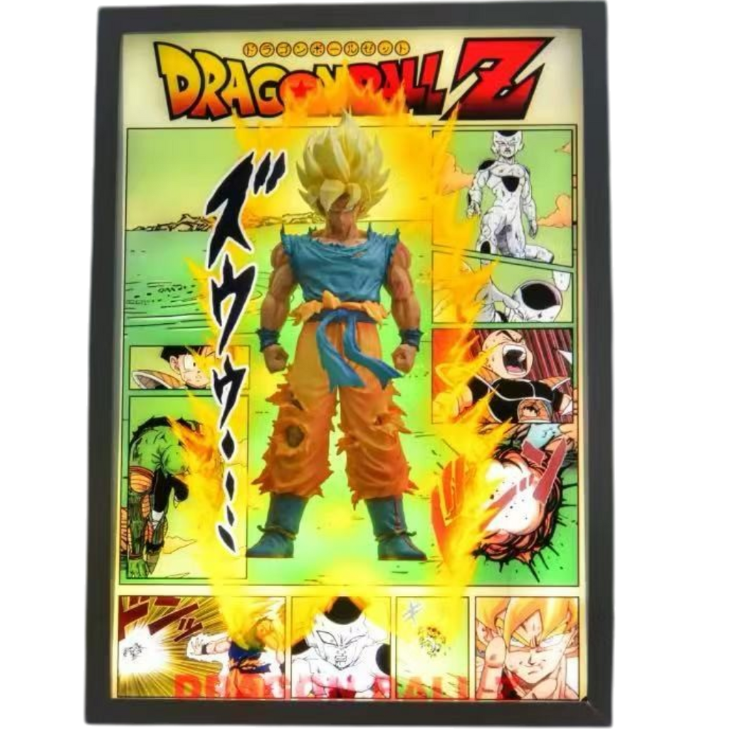 Dragon Ball Z Goku 3D LED Display Frame with Statue