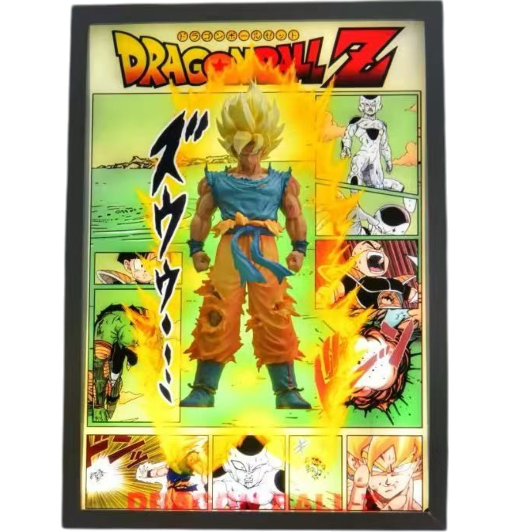 Dragon Ball Z Goku 3D LED Display Frame with Statue