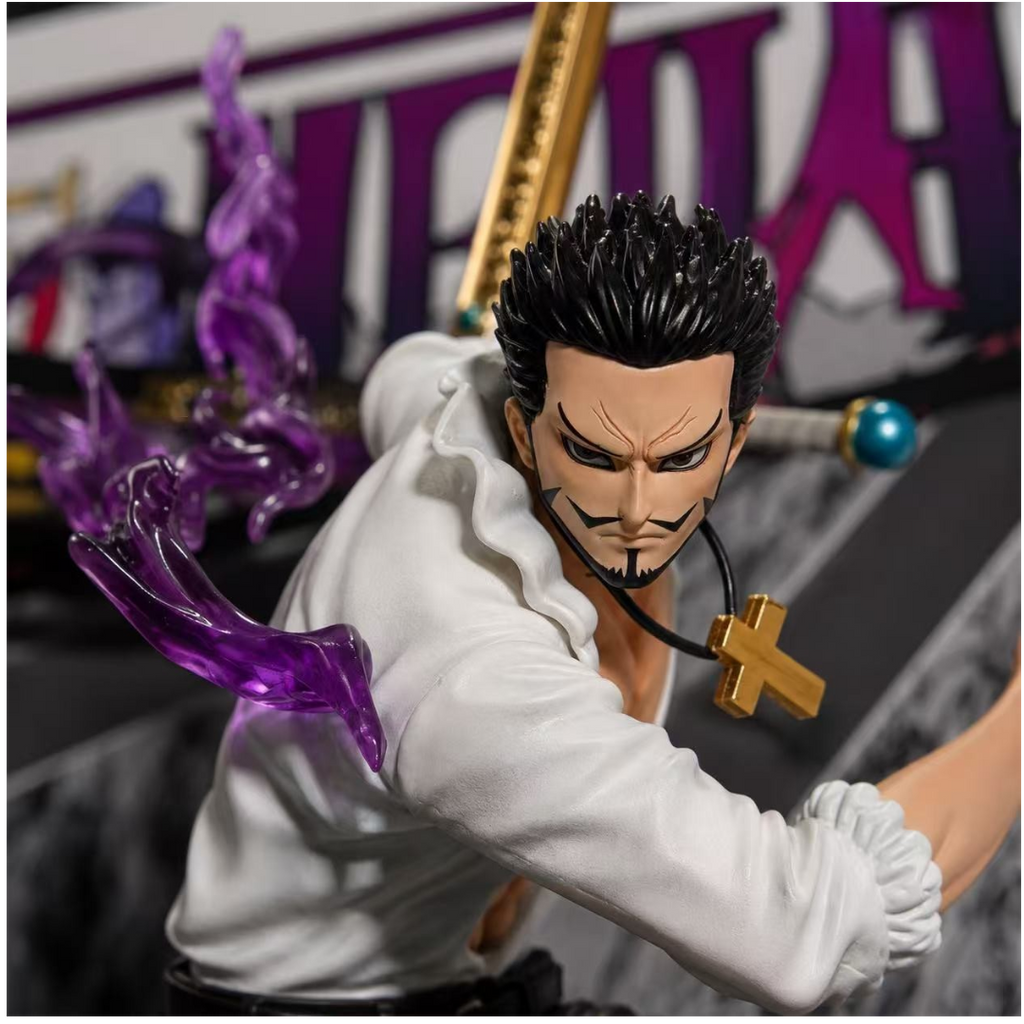 One Piece Dracule Mihawk 3D LED Display Frame with Statue