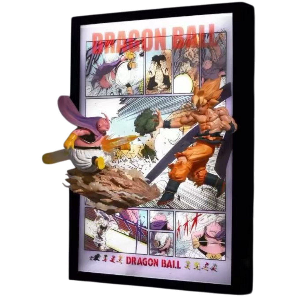 Dragon Ball Goku vs Majin Buu 3D LED Battle Frame with Statue