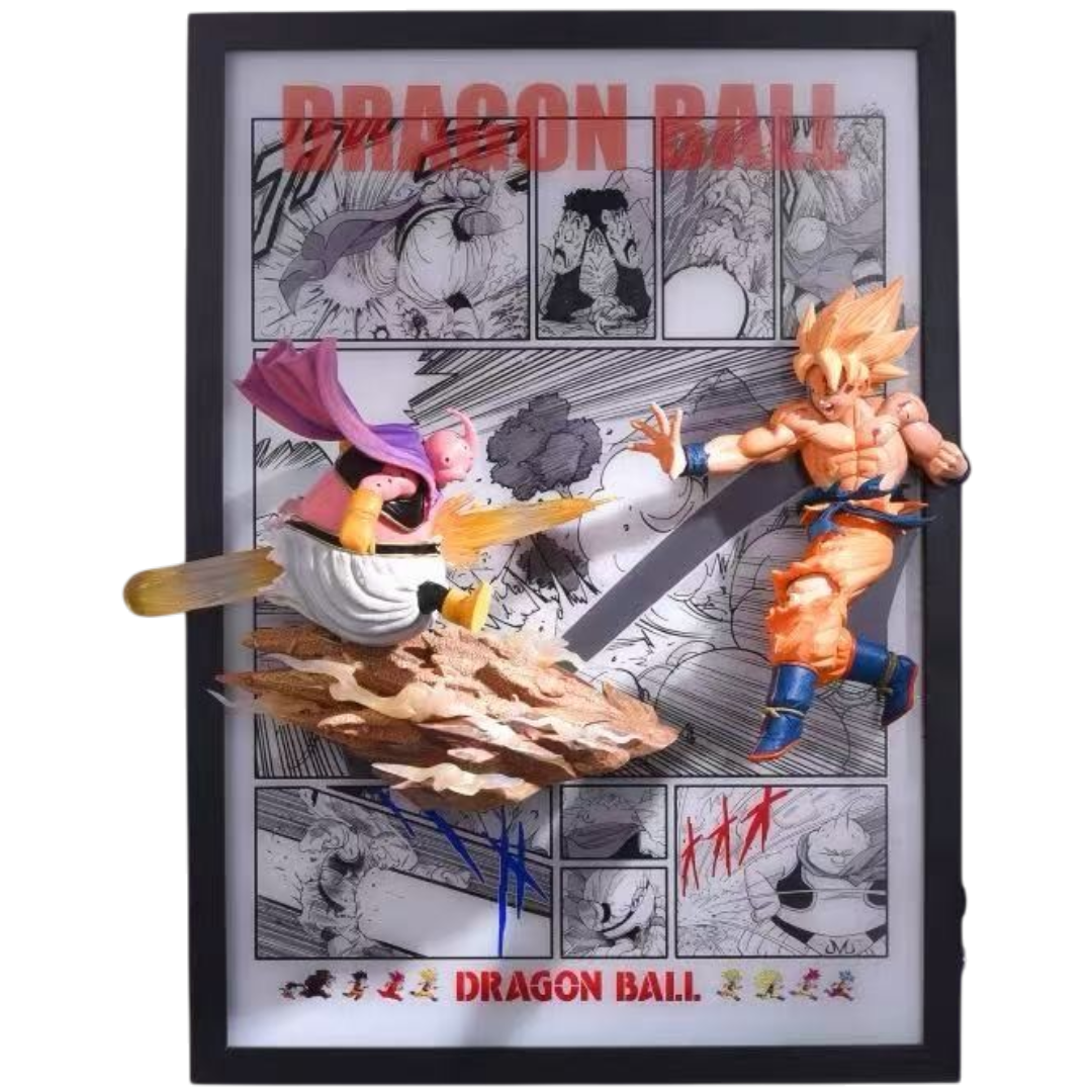Dragon Ball Goku vs Majin Buu 3D LED Battle Frame with Statue