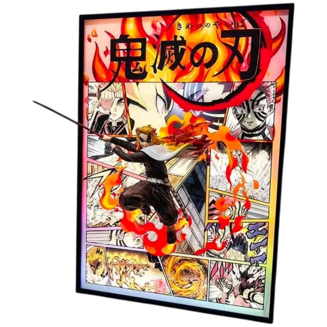 Demon Slayer Rengoku 3D LED Battle Frame with Statue