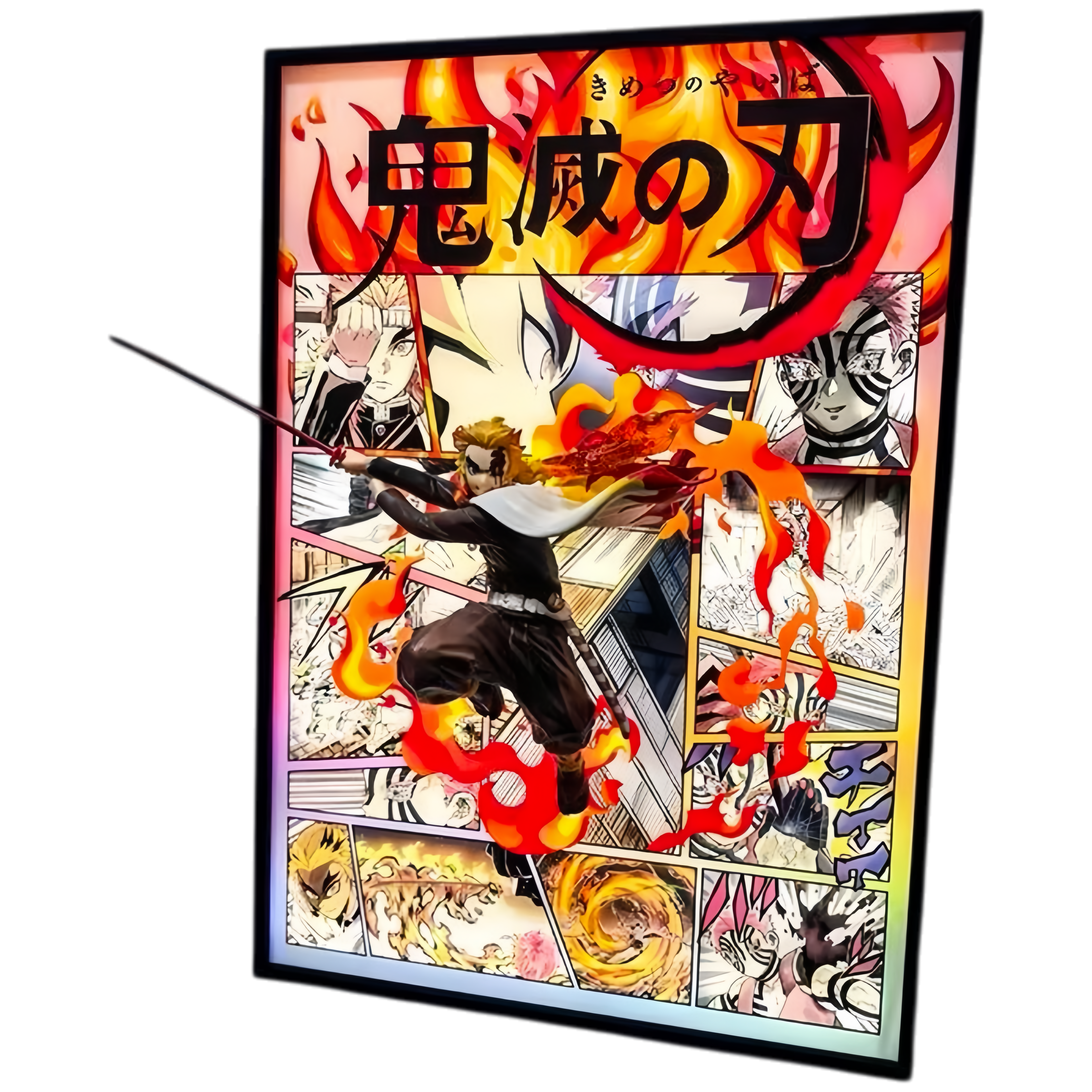 Demon Slayer - Rengoku 3D LED Battle Frame with Statue