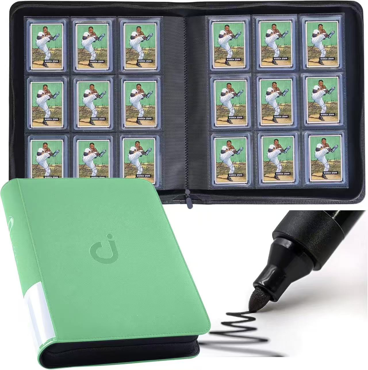 Premium 9-Pocket Trading Card Binder – 288/360, Water-Resistant PU Leather