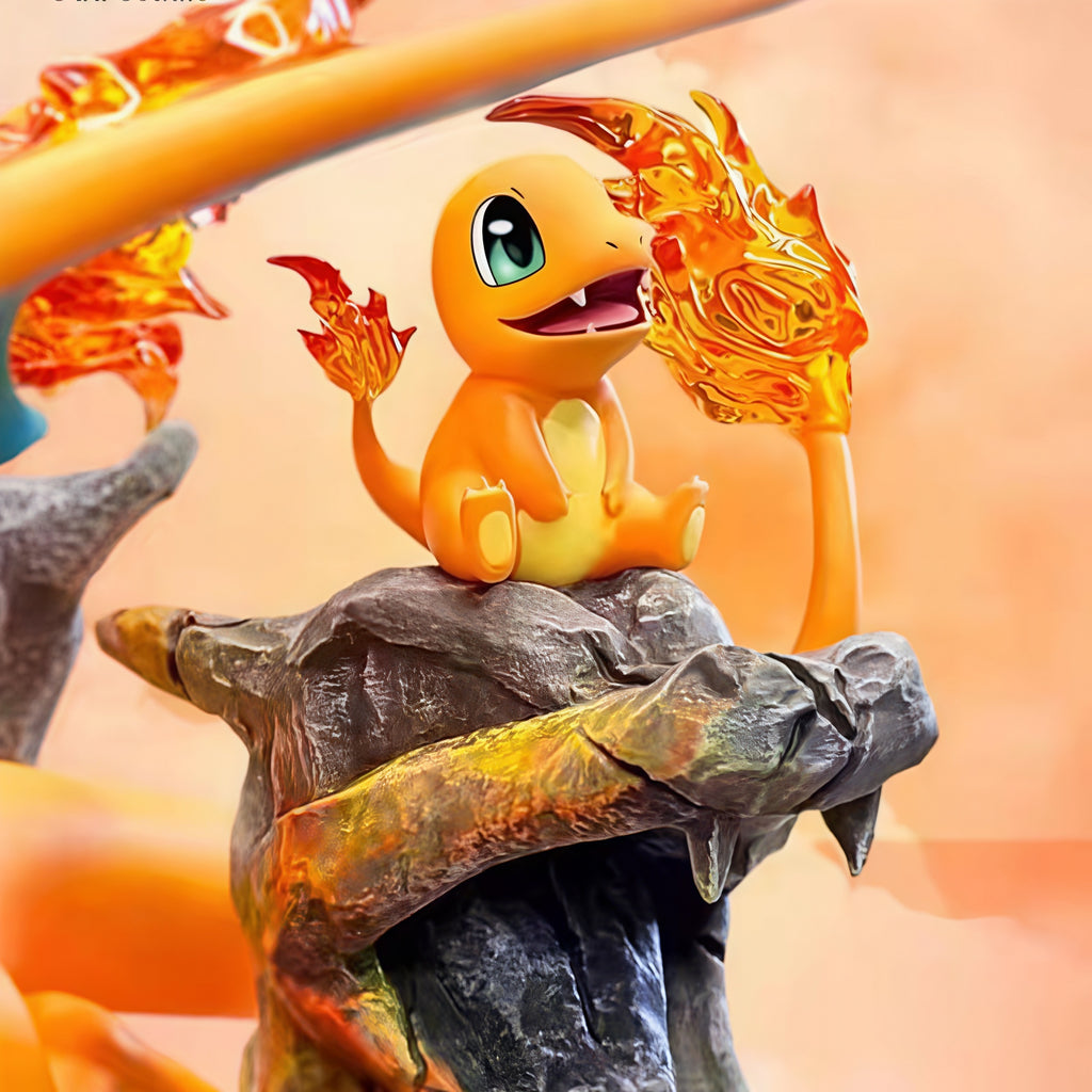POKÉMON - CHARIZARD VOLCARONA POKÉMON FIRE FAMILY STATUE (WITH LED LIGHT)