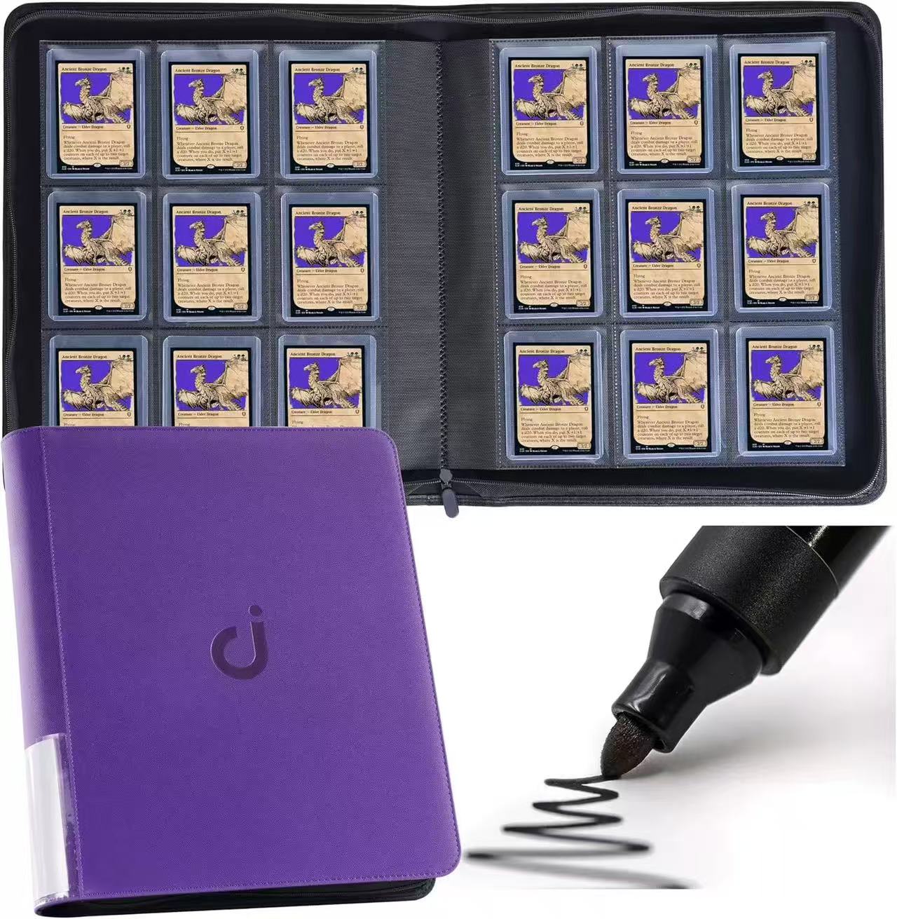 Premium 9-Pocket Trading Card Binder – 288/360, Water-Resistant PU Leather