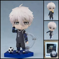 BLUE LOCK Seishiro Nagi chibi action figure – 10 cm PVC anime figure with white hair, number 11 football uniform, soccer ball and interchangeable parts.