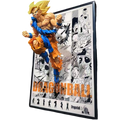 DRAGON BALL - Super Saiyan Goku Battle-Damaged 3D Manga Frame with Statue