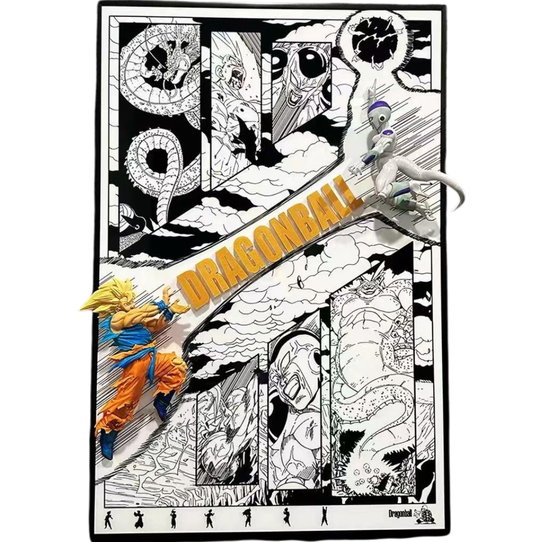 DRAGON BALL - Goku vs Frieza 3D Manga Frame with Statue