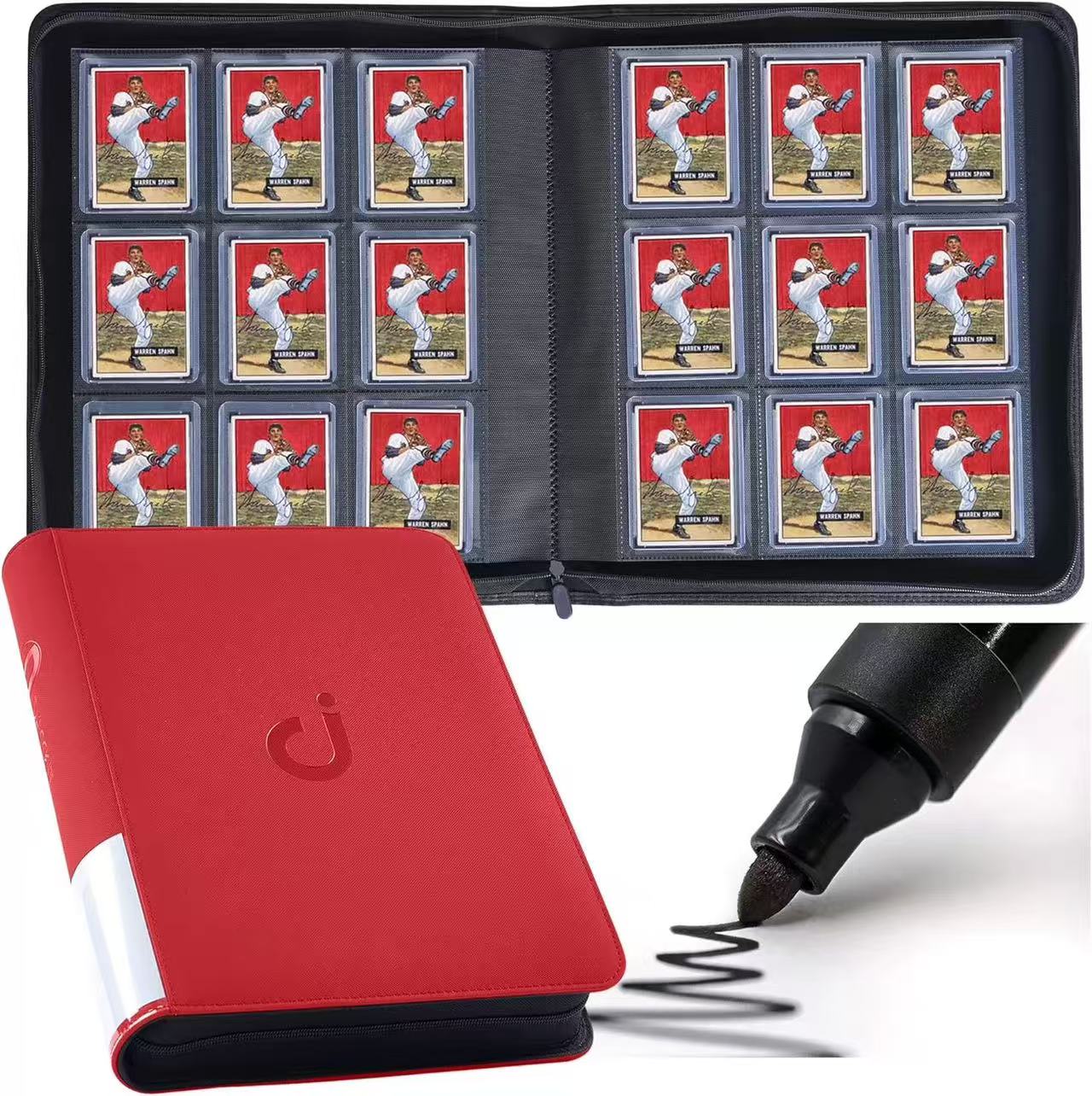 Premium 9-Pocket Trading Card Binder – 288/360, Water-Resistant PU Leather