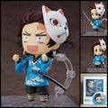 DEMON SLAYER Tanjiro Kamado Final Selection chibi action figure – 10 cm PVC anime figure with blue cloud-pattern outfit, fox mask, sword and interchangeable parts.