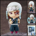 DEMON SLAYER Tengen Uzui chibi action figure – 10 cm PVC anime figure with jeweled headband, dual Nichirin blades and interchangeable parts.
