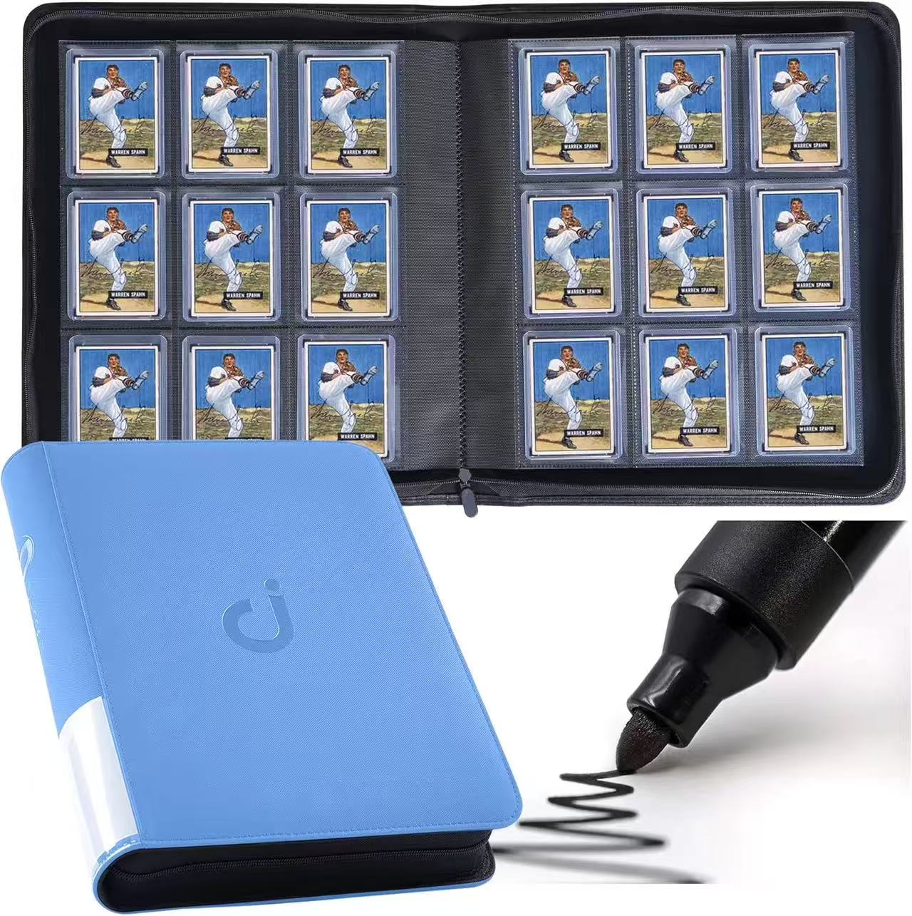Premium 9-Pocket Trading Card Binder – 288/360, Water-Resistant PU Leather