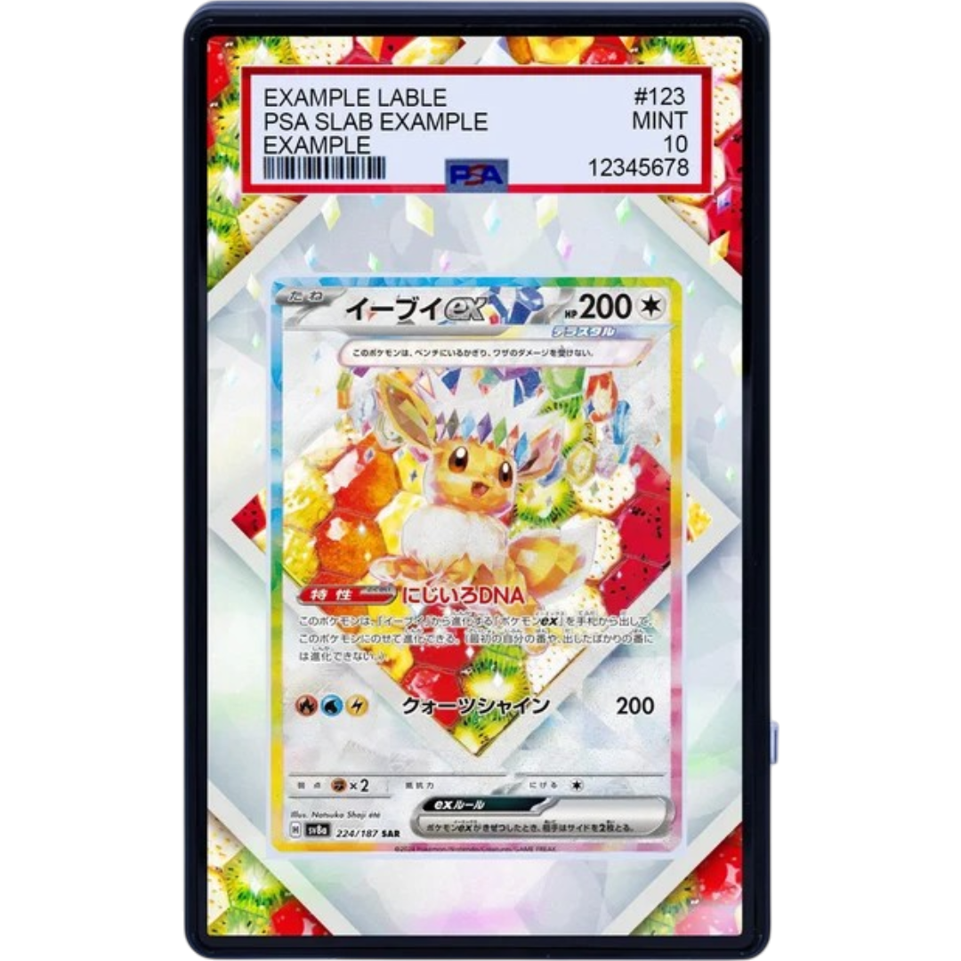 EEVEE EX 174 Promo Pokémon Prismatic Evolutions Extended Art panel for a premium graded card display case.