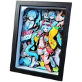 Hatsune Miku 3D layered anime shadow box wall art in a black wooden frame