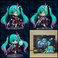 Hatsune Miku festival version chibi action figure – 10 cm PVC anime figure with turquoise pink-gradient twin-tails, Japanese festival outfit, folding fan and cotton candy accessories.