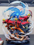 NARUTO Sage Mode Naruto 36 cm GK diorama statue featuring three shadow clones, translucent blue Rasen Shuriken, Fukasaku and defeated Asura Path battle base.