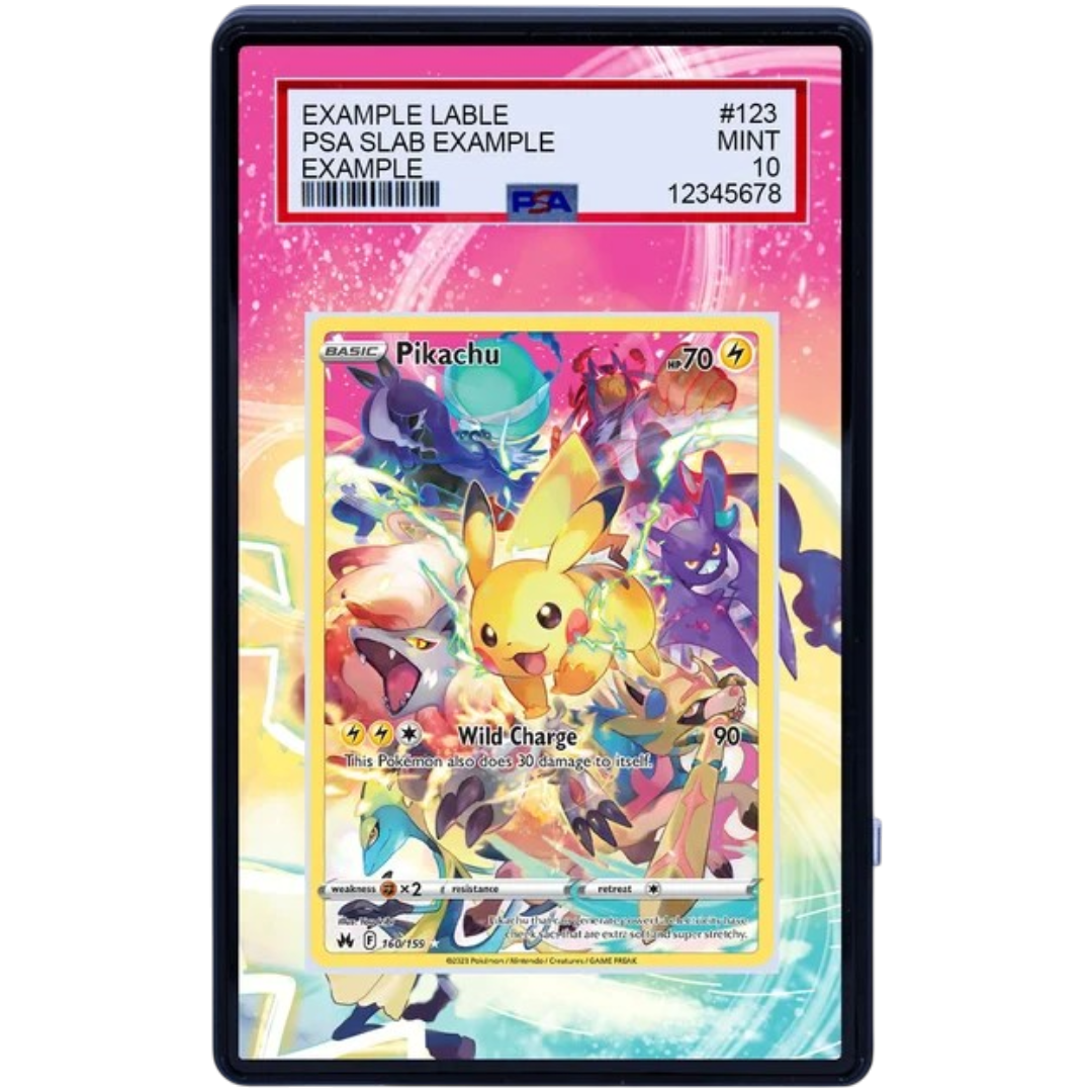PIKACHU 160/159 Pokémon Crown Zenith Extended Art panel for a premium graded card display case.