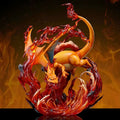 POKÉMON Charizard Blazing Vortex GK diorama statue in Standard and Shiny versions, featuring a massive translucent flame vortex and explosive volcanic terrain base.