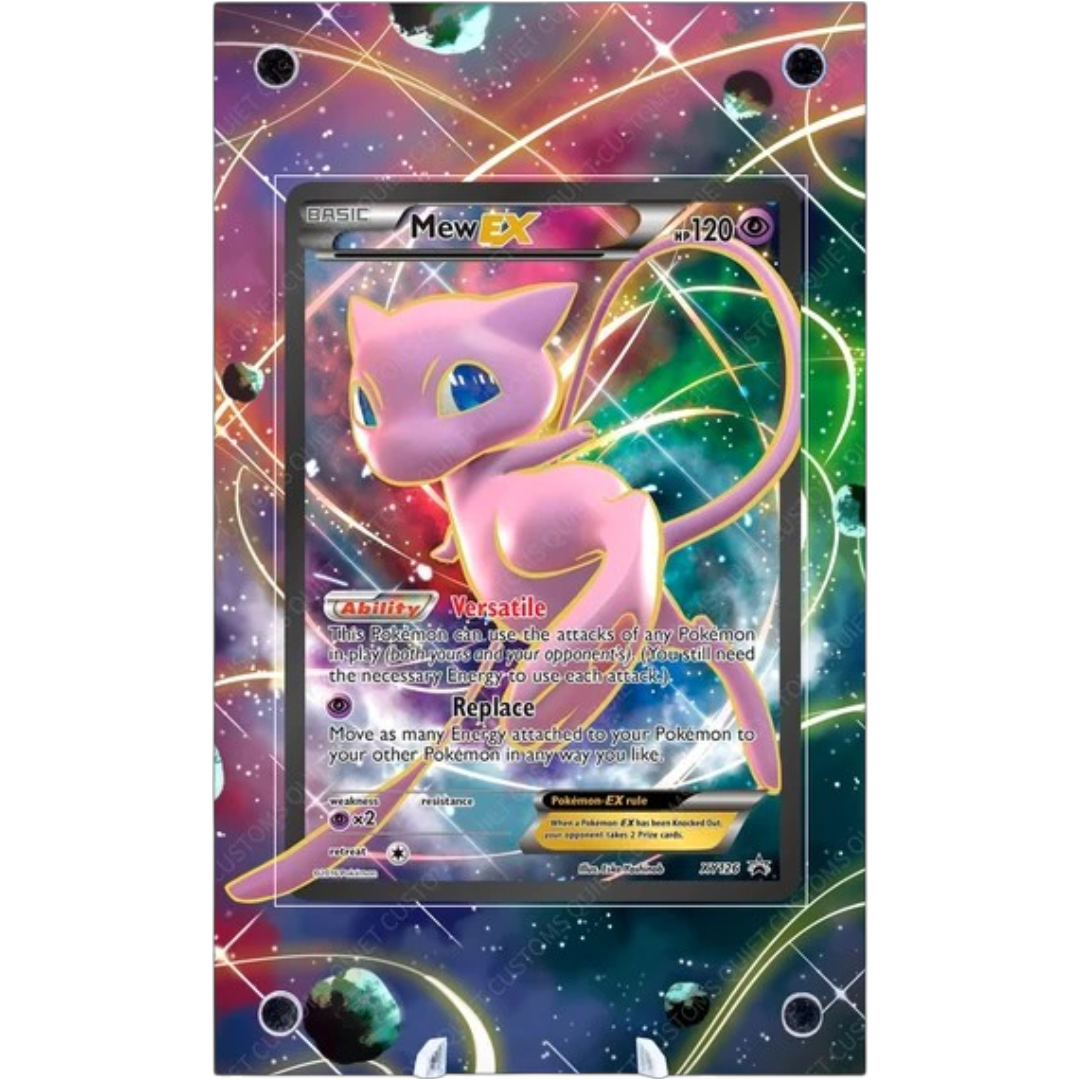 POKÉMON Mew EX XY126 Promo Extended Art PSA graded card display case with metal magnetic construction, tempered glass and UV-resistant protection.